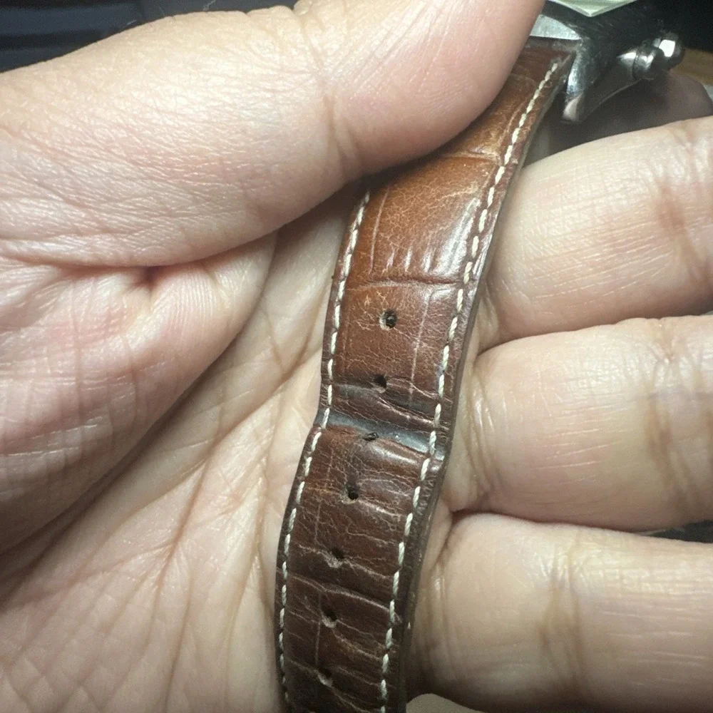 Works Adee Kaye Chrono AK324- M Mens watch Brown Leather Oversize Quartz 38mm 8